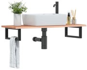 Ράφι Νιπτήρα Τοίχου από Ατσάλι / Μασίφ Ξύλο Δρυός