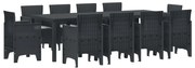 Σέτ φαγητού για κήπο 11 pcs Ανθρακί Rattan Polt