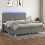 ΚΡΕΒΑΤΙ BOXSPRING ΜΕ ΣΤΡΩΜΑ &amp; LED ΣΚ.ΓΚΡΙ 200X200ΕΚ. ΥΦΑΣΜΑΤΙΝΟ 3135382