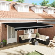 vidaXL Χειροκίνητη Ανασυρόμενη Τέντα Μαύρη 500x300 cm