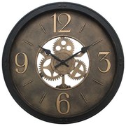 Ρολοϊ τοίχου FL1936 Fylliana Στρόγγυλο Μαύρο -Μπρονζέ χρώμα 60x60x5εκ.