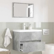 vidaXL Σετ Επίπλων Μπάνιου Επιτοίχιο Σκυρόδεμα Γκρι Επεξεργασμένο ξύλο