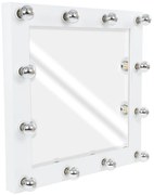 MIRROR-80x80-4 GloboStar®  MAKEUP MIRROR-80x80-4 Μοντέρνος Καθρέπτης Μακιγιάζ με Πλαίσιο Φυσικού Ξύλου με Διακόπτη On/Off 12 x E27 AC220-240V - Μ80 x Π7 x Υ80cm - Λευκή Λάκα