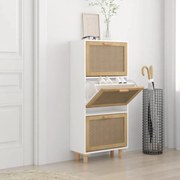 vidaXL Παπουτσοθήκη Λευκή 52x25x115 εκ Επεξεργασμένο Ξύλο&amp;Φυσικό Ρατάν