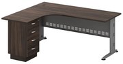 WOODWELL ΕΟ703,L1SUPERIOR Γραφείο Αριστερή Γωνία - Απόχρωση Γκρι - Σκούρο Καρυδί 180x70/150x60cm ΕΟ703,L1