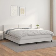 Κρεβάτι Boxspring με Στρώμα Λευκό 160x200εκ.από Συνθετικό Δέρμα - Λευκό