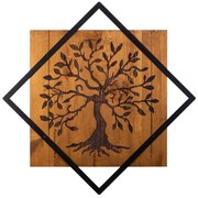 Διακοσμητικό Τοίχου Tree 899SKL2124 54x54cm Walnut-Black Wallity Μέταλλο,Ξύλο