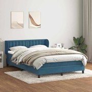 vidaXL Κρεβάτι Boxspring με Στρώμα Σκούρο Μπλε 140x210 εκ. Βελούδινο