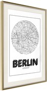 Αφίσα - City Map: Berlin (Round) - 40x60 - Χρυσό - Με πασπαρτού