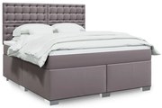 vidaXL Κρεβάτι Boxspring με Στρώμα Γκρι 180x200 εκ. Συνθετικό Δέρμα