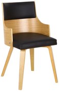 WOODWELL Ε7513,2EMERSON Πολυθρόνα Φυσικό - Pu Μαύρο 48x53x79cm Ε7513,2