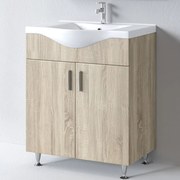 Έπιπλο Μπάνιου Πάγκος Με Νιπτήρα Siena 75 S3BSI075SN0 72x34x83cm Sonoma-White Πορσελάνη,Μελαμίνη