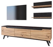 Σύνθετο σαλονιού Kasia pakoworld oak-μαύρο μαρμάρου 180x35x48,5εκ