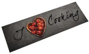 Χαλί Κουζίνας Πλενόμενο Επιγραφή Cooking 45x150 εκ. Βελούδο - Γκρι