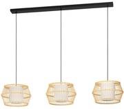 Φωτιστικό Οροφής - Ράγα Monterroso 390234 139,5x34,5x150cm 3xE27 40W Natural-White Eglo Steel,Fabric,Wood