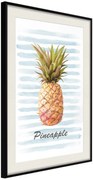 Αφίσα - Pineapple on Striped Background - 40x60 - Μαύρο - Με πασπαρτού