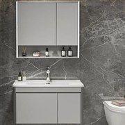 Έπιπλο Μπάνιου Πάγκος Με Νιπτήρα &amp; Καθρέφτη Yvonne 60 9SYVO060GR 60x46cm/60x70cm Grey-White Ξύλο,Πορσελάνη