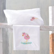 Σεντόνια Βρεφικά Σετ 3τμχ Με Κέντημα Flamingo Multi Ρυθμός Κούνιας 105x160cm 100% Βαμβάκι