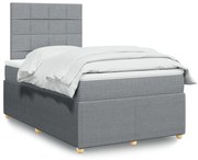 Κρεβάτι Boxspring με Στρώμα Ανοιχτό Γκρι 120x190 εκ. Υφασμάτινο