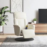 vidaXL Πολυθρόνα Μασάζ Ανακλινόμενη με Υποπόδιο Κρεμ Βελούδινη