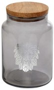 Βάζο Αποθήκευσης Με Καπάκι Jungle Lion RAB622 890ml Φ10x14,5cm Silver Espiel Wood, Glass