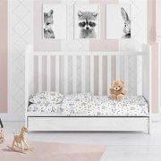 Σεντόνι Βρεφικό Elephant 074 White-Sky Blue DimCol Λίκνου 80x110cm 100% Βαμβακερή Φανέλα