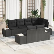 vidaXL Σετ Καναπέ 7 τεμαχίων με Μαξιλάρια Μαύρο Πολυ Ρατάν