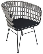 Καρέκλα Κήπου ArteLibre ATRIUS Γκρι/Μαύρο Μέταλλο/Rattan 61x57x80cm-14510053
