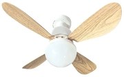 Eurolamp Ανεμιστήρας Οροφής Φ42εκ 10W Με Φως 12W CCT Βιδωτός Σε Ντουί Ε27 Λευκό-Φυσικό Ξύλου 300-20517