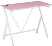 ΓΡΑΦΕΙΟ 100X50X75εκ.ΡΟΖ MDF/ΛΕΥΚΟ ΜΕΤΑΛΛΙΚΟ