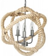 Inart Φωτιστικό Οροφής Μπάλα - Σχοινί Τρίφωτο 48x48x48cm Φυσικό Μπεζ-Ασημί 3-10-087-0027