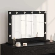 vidaXL Καθρέφτης Μακιγιάζ με LED Φώτα Μαύρη Δρυς 80x55x18 εκ