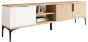 Έπιπλο τηλεόρασης Kowel μελαμίνης λευκό-oak 180x34x51εκ Υλικό: CHIPBOARD MELAMINE 197-000215