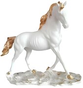 Διακοσμητικό Άλογο 325CRN1161 30x12x43cm White-Gold Aberto Design Πολυέστερ