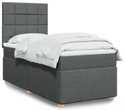 vidaXL Κρεβάτι Boxspring με Στρώμα Σκούρο Γκρι 80x200 εκ. Υφασμάτινο