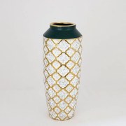 Βάζο Κεραμικό 752-20072 12.5x12.5x31cm Green-Gold Estheti Home Κεραμικό