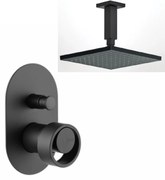 Almar Black Matt Κεφαλή Ντους 30εκ. Με Μπράτσο Οροφής&amp; Μικτ.εντοιχ.με Εκτροπεα Halo Vicario