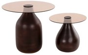ΒΟΗΘΗΤΙΚΑ ΤΡΑΠΕΖΑΚΙΑ 2ΤΜΧ CHANG HM9668 ΞΥΛΟ MANGO-ΓΥΑΛΙ TOP Φ55x49,5Υ &amp; Φ40x36,5Υεκ.