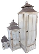 Φανάρια Jannie Inart σετ 3τεμ αλουμίνιο σε antic λευκή απόχρωση