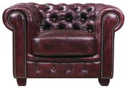 CHESTERFIELD Birmingham Πολυθρόνα Σαλονιού Καθιστικού, Δέρμα Antique Red  103x92x72cm [-Κόκκινο-] [-Leather - Rubica Leather-] Ε9574,14