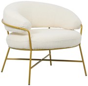 Πολυθρόνα Malu pakoworld μπουκλέ κρεμ-πόδι χρυσό μέταλλο 84x79x76εκ