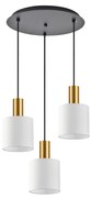 SE21-GM-4-3BL-SH1 ADEPT TUBE Gold Matt Pendant White Fabric Shade+ HOMELIGHTING 77-8600