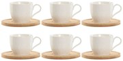 Σετ 6 Φλυτζάνια με Πιατάκι Home ESPRIT Λευκό Φυσικό Bamboo Πορσελάνη 220 ml