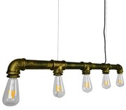 01669 GloboStar® GLOBOSTAR® CANAL 01669 Vintage Κρεμαστό Φωτιστικό Οροφής με Ντουί 5 x E27 AC 220-240V IP20 - Μπρούτζινο - Μ92 x Π5 x Y8cm