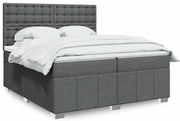 vidaXL Κρεβάτι Boxspring με Στρώμα Σκούρο Γκρι 200x200 εκ. Υφασμάτινο