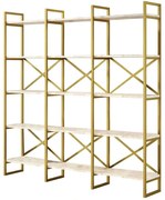 Βιβλιοθήκη 956LCS1424 170x30x175cm Marble Effect White-Gold