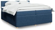 vidaXL Κρεβάτι Boxspring με Στρώμα Μπλε 200x200 εκ. Υφασμάτινο