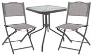 OUTDOOR DINING SET 3PCS FIGO ΗΜ21035 METAL TABLE FIGO &amp; 2 FOLDABLE CHAIRS-GREY