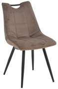Καρέκλα Tραπεζαρίας Nely σε Καφέ Βελούδο με Μαύρα Μεταλλικά πόδια 47x61x85εκ. 47x61x85 εκ.