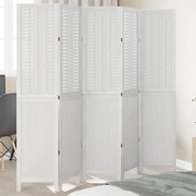 vidaXL Διαχωριστικό Χώρου με 5 Πάνελ Λευκό από Μασίφ Ξύλο Παυλώνιας